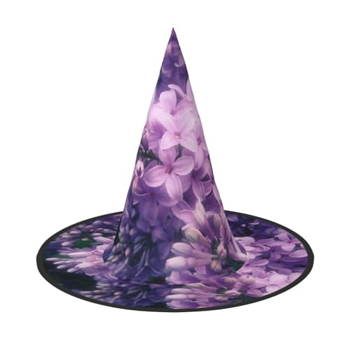 ZKZBDPLK Halloween-Spitzhut, violetter Blumendruck, Halloween-Dekohut von ZKZBDPLK