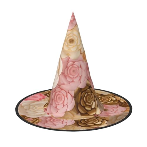 ZKZBDPLK Halloween Spitzhut Rosa Weiß Gold Blumen Druck Halloween Deko Hut ZKZBDPLK Halloween Spitzhut Rosa Weiß Gold Blumen Druck Halloween Deko Hut von ZKZBDPLK