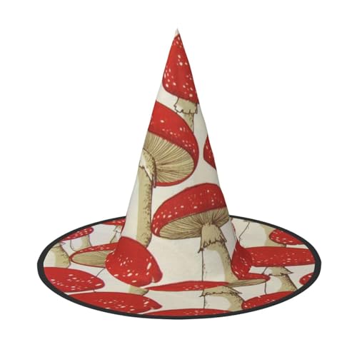 ZKZBDPLK Halloween Spitzhut Rot Weiß Pilz Print Halloween Deko Hut von ZKZBDPLK
