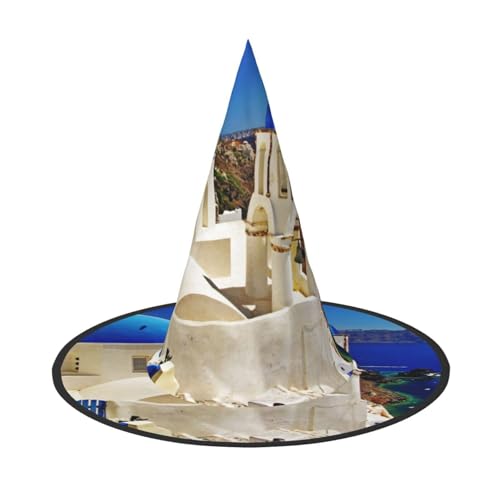 ZKZBDPLK Halloween Spitzhut Santorini Griechische Insel Meerblick Print Halloween Deko Hut ZKZBDPLK Halloween Spitzhut Santorini Griechische Insel Meerblick Print Halloween Deko Hut von ZKZBDPLK