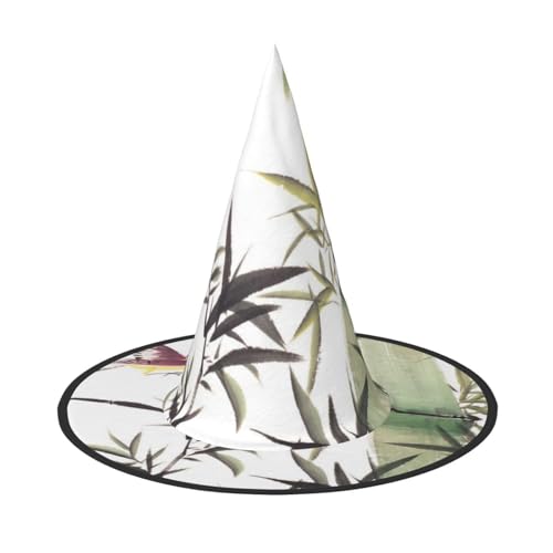 ZKZBDPLK Halloween-Spitzhut aus Bambus, Vogelmuster, Halloween-Dekohut von ZKZBDPLK
