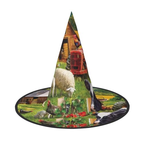 ZKZBDPLK Halloween-Spitzhut mit Bauernhoftier-Druck, Halloween-Dekohut ZKZBDPLK Halloween-Spitzhut mit Bauernhoftier-Druck, Halloween-Dekohut von ZKZBDPLK