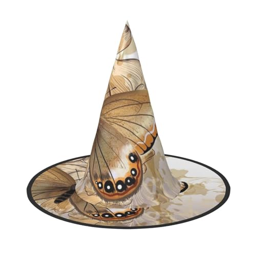 ZKZBDPLK Halloween-Spitzhut mit Blumenmuster und Schmetterlings-Druck, Halloween-Dekohut von ZKZBDPLK