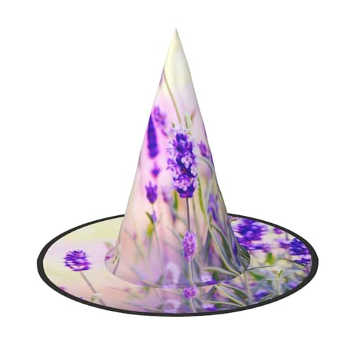 ZKZBDPLK Halloween-Spitzhut mit Lavendelblüten-Druck, Halloween-Dekohut von ZKZBDPLK