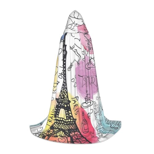 Zkzbdplk Französischer Paris-Tour Eiffelturm bedruckter langer Kapuzenumhang für Teenager, Cosplay, Rollenparty, Festival, Halloween-Kostüme Zkzbdplk Französischer Paris-Tour Eiffelturm bedruckter langer Kapuzenumhang für Teenager, Cosplay, Rollenparty, Festival, Halloween-Kostüme von ZKZBDPLK