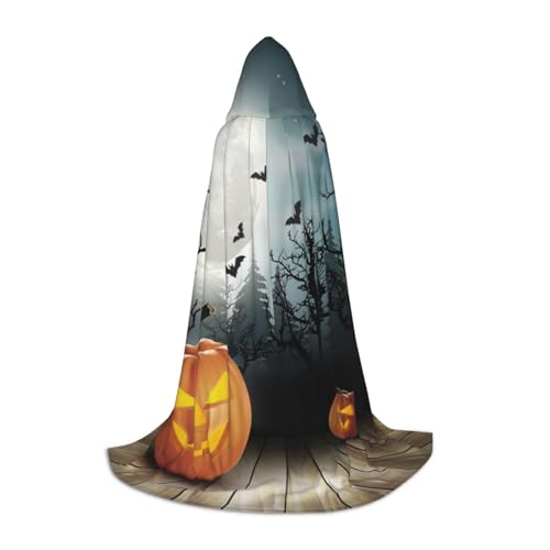 Zkzbdplk Halloween Mond Fledermaus Kürbis gedruckt langer Kapuzenumhang für Teenager Cosplay Rolle Party Festival Halloween Kostüme Zkzbdplk Halloween Mond Fledermaus Kürbis gedruckt langer Kapuzenumhang für Teenager Cosplay Rolle Party Festival Halloween Kostüme von ZKZBDPLK