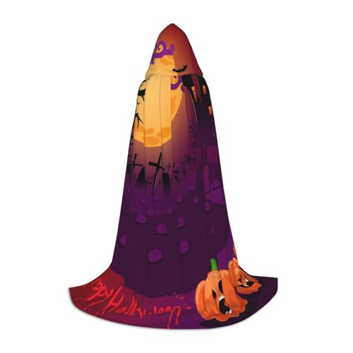 Zkzbdplk Happy Halloween bedruckter langer Kapuzenumhang für Teenager, Cosplay, Rollenparty, Festival, Halloween-Kostüme von ZKZBDPLK
