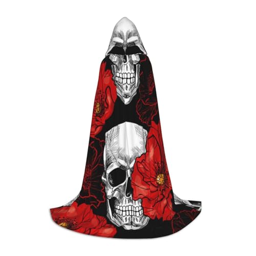 Zkzbdplk Langer Halloween-Umhang mit Totenkopf-Motiv, für Teenager, Cosplay, Rollenparty, Festival, Halloween-Kostüme von ZKZBDPLK