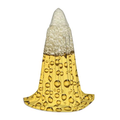 Zkzbdplk Langer Kapuzenumhang mit Bierblasen-Druck, für Teenager, Cosplay, Rollenparty, Festival, Halloween-Kostüme von ZKZBDPLK