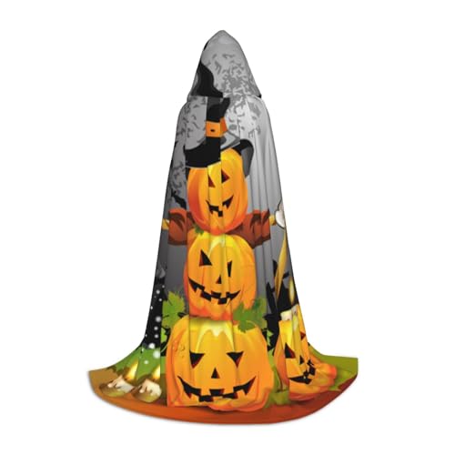 Zkzbdplk Langer Kapuzenumhang mit Halloween-Kürbis-Druck, für Teenager, Cosplay, Rollenparty, Festival, Halloween-Kostüme von ZKZBDPLK