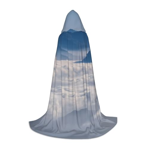 Zkzbdplk Langer Kapuzenumhang mit Landschaft mit Bergen und Wolken, bedruckt, für Teenager, Cosplay, Rollenparty, Festival, Halloween-Kostüme von ZKZBDPLK
