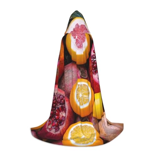 Zkzbdplk Langer Kapuzenumhang mit Obstbild, bedruckt, für Teenager, Cosplay, Rollenparty, Festival, Halloween-Kostüme von ZKZBDPLK