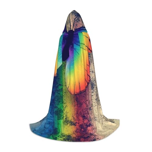 Zkzbdplk Langer Kapuzenumhang mit Regenbogen-Schmetterling für Teenager, Cosplay, Rollenparty, Festival, Halloween-Kostüme Zkzbdplk Langer Kapuzenumhang mit Regenbogen-Schmetterling für Teenager, Cosplay, Rollenparty, Festival, Halloween-Kostüme von ZKZBDPLK