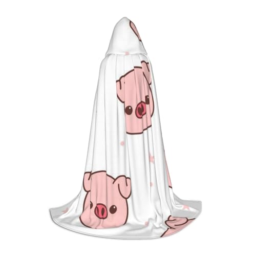 Zkzbdplk Langer Kapuzenumhang mit Schwein-Aufdruck für Teenager, Cosplay, Rollenparty, Festival, Halloween-Kostüme von ZKZBDPLK