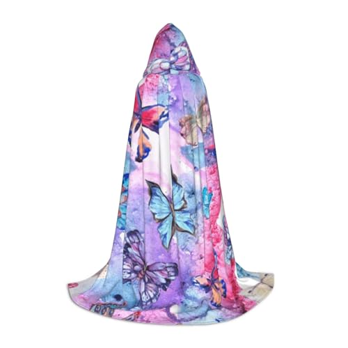 Zkzbdplk Langer Kapuzenumhang mit buntem Schmetterlings-Druck, für Teenager, Cosplay, Rollenparty, Festival, Halloween-Kostüme Zkzbdplk Langer Kapuzenumhang mit buntem Schmetterlings-Druck, für Teenager, Cosplay, Rollenparty, Festival, Halloween-Kostüme von ZKZBDPLK