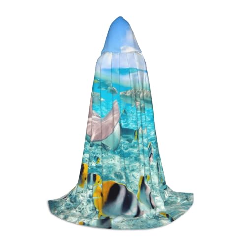 Zkzbdplk Langer Kapuzenumhang mit bunten Fischen, bedruckt, für Teenager, Cosplay, Rollenparty, Festival, Halloween-Kostüme Zkzbdplk Langer Kapuzenumhang mit bunten Fischen, bedruckt, für Teenager, Cosplay, Rollenparty, Festival, Halloween-Kostüme von ZKZBDPLK