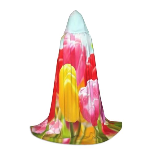 Zkzbdplk Langer Kapuzenumhang mit bunten Tulpen für Teenager, Cosplay, Rollenparty, Festival, Halloween-Kostüme Zkzbdplk Langer Kapuzenumhang mit bunten Tulpen für Teenager, Cosplay, Rollenparty, Festival, Halloween-Kostüme von ZKZBDPLK