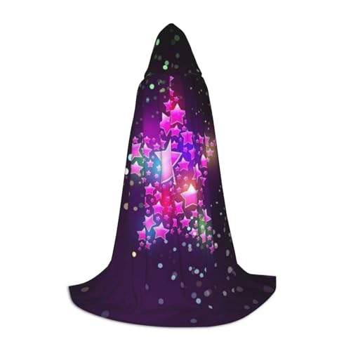 Zkzbdplk Langer Kapuzenumhang mit farbigen Sternen für Teenager, Cosplay, Rollenparty, Festival, Halloween-Kostüme von ZKZBDPLK