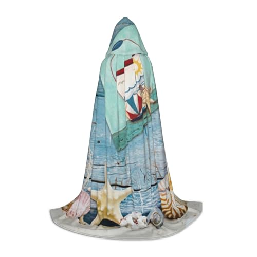 Zkzbdplk Leuchtturm Strand bedruckter langer Kapuzenumhang für Teenager Cosplay Rolle Party Festival Halloween Kostüme von ZKZBDPLK