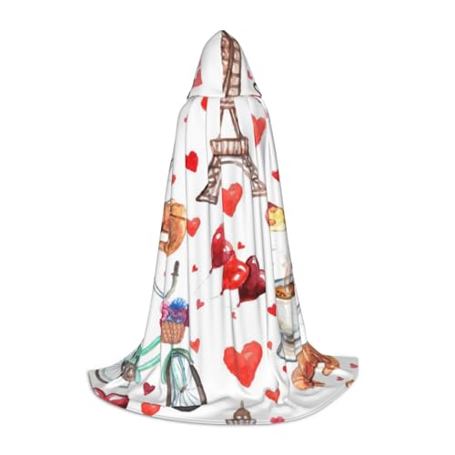 Zkzbdplk Love Paris Turm Fahrrad Herz Gedruckt Lange Kapuzenumhang für Teenager Cosplay Rolle Party Festival Halloween Kostüme Zkzbdplk Love Paris Turm Fahrrad Herz Gedruckt Lange Kapuzenumhang für Teenager Cosplay Rolle Party Festival Halloween Kostüme von ZKZBDPLK