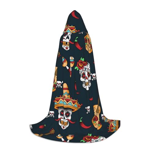 Zkzbdplk Mexikanischer Totenkopf-Druck, langer Kapuzenumhang für Teenager, Cosplay, Rolle, Party, Festival, Halloween-Kostüme Zkzbdplk Mexikanischer Totenkopf-Druck, langer Kapuzenumhang für Teenager, Cosplay, Rolle, Party, Festival, Halloween-Kostüme von ZKZBDPLK