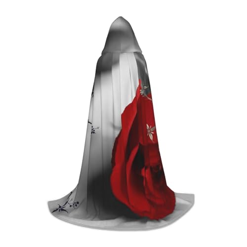 Zkzbdplk Rote Rose bedruckter langer Kapuzenumhang für Teenager, Cosplay, Rollenparty, Festival, Halloween-Kostüme Zkzbdplk Rote Rose bedruckter langer Kapuzenumhang für Teenager, Cosplay, Rollenparty, Festival, Halloween-Kostüme von ZKZBDPLK