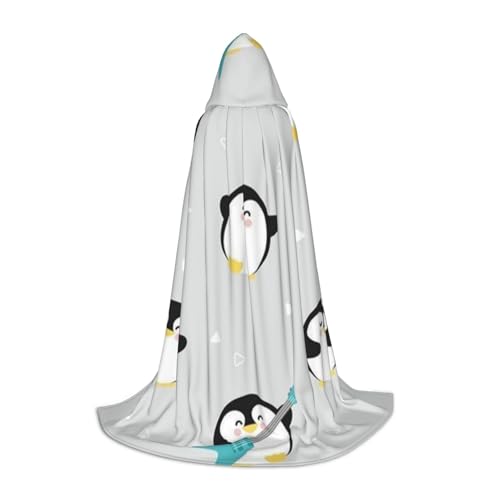 Zkzbdplk Süßer Pinguin-bedruckter langer Kapuzenumhang für Teenager, Cosplay, Rollenparty, Festival, Halloween-Kostüme von ZKZBDPLK