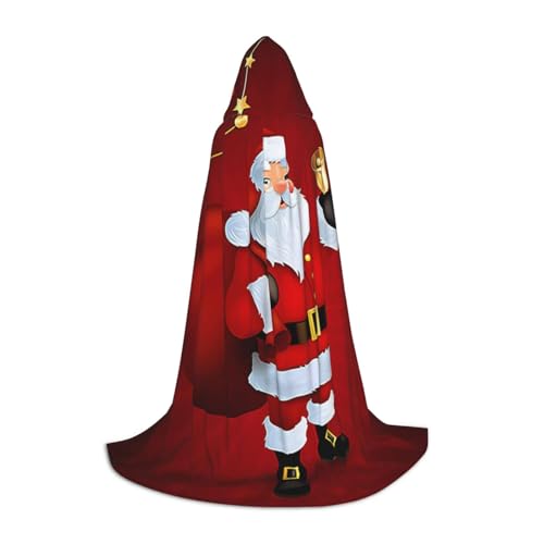Zkzbdplk Süßer Weihnachtsmann-bedruckter langer Kapuzenumhang für Teenager, Cosplay, Rollenparty, Festival, Halloween-Kostüme von ZKZBDPLK