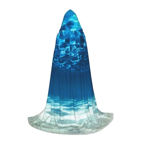 Zkzbdplk Unterwasser-Ozeanblick, bedruckter langer Kapuzenumhang für Teenager, Cosplay, Rollenparty, Festival, Halloween-Kostüme von ZKZBDPLK