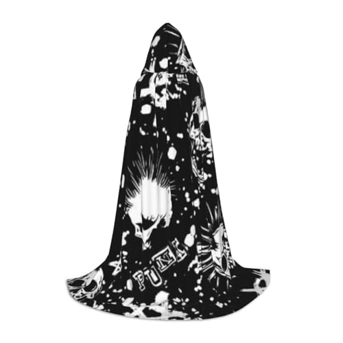 Zkzbdplk Weißer Punk-Schädel-bedruckter langer Kapuzenumhang für Teenager, Cosplay, Rollenparty, Festival, Halloween-Kostüme Zkzbdplk Weißer Punk-Schädel-bedruckter langer Kapuzenumhang für Teenager, Cosplay, Rollenparty, Festival, Halloween-Kostüme von ZKZBDPLK
