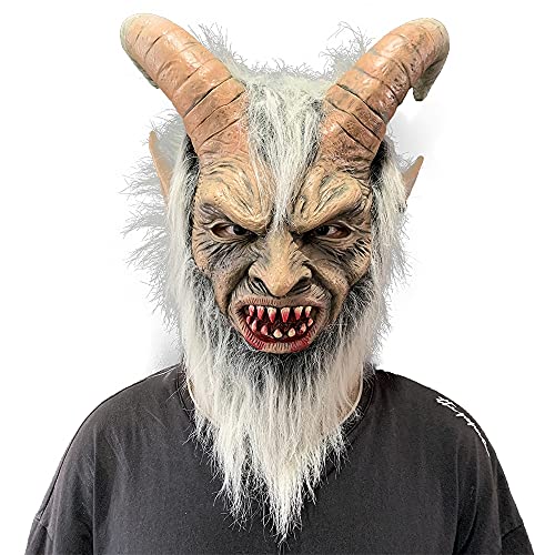 ZLCOS Lucifer Maske Gruseliger Demon Krampus Ziege Kopfbedeckung Erwachsene Cosplay Kostüm Halloween Requisiten Weiß von ZLCOS