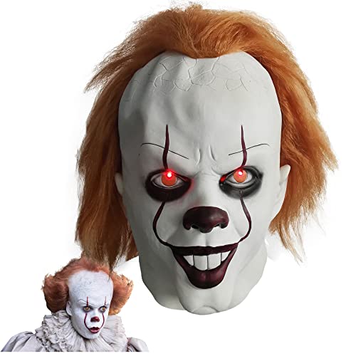 Pennywise Stephen King's It Latex-Maske, Horror-Clown-Augen, leuchtende Halloween-Requisite (A) von ZLCOS