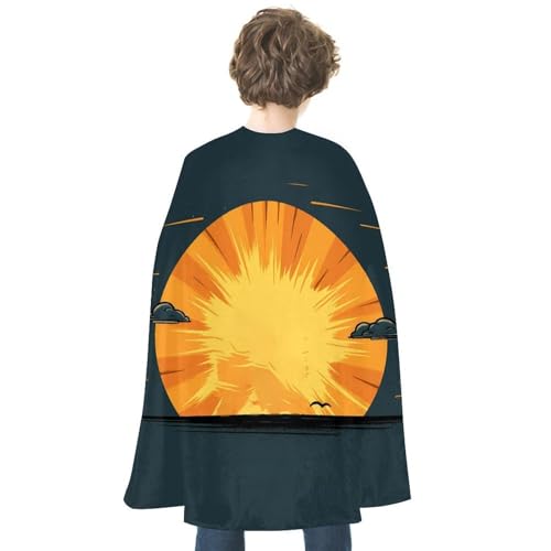 ZLFDSKGY Bedruckter Halloween-Umhang mit Aufschrift "There Is The Sun Behind", doppelseitig, Cosplay, Kostüme, Umhang für Urlaub, Party, Abendparty, Damen und Herren von ZLFDSKGY