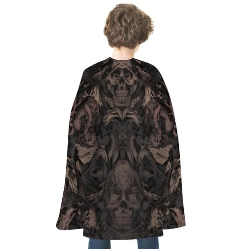 ZLFDSKGY Gotische Tapete für Wände, Totenkopf, Damast, bedruckt, Halloween, doppelseitig, Cosplay, Kostüme, Umhang für Urlaub, Party, Abend, Party, Damen und Herren von ZLFDSKGY