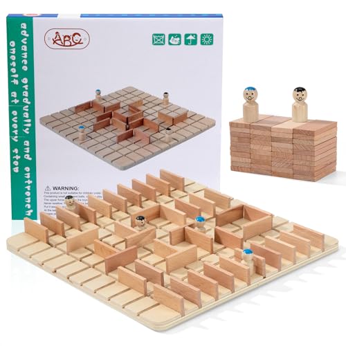 Schachspiel mit Holzbrett Spiel Schach für 2-4 Spieler Holz Brettspiel Kinder Strategie Lernspielzeug Ab 6 Jahre von ZLLkeji