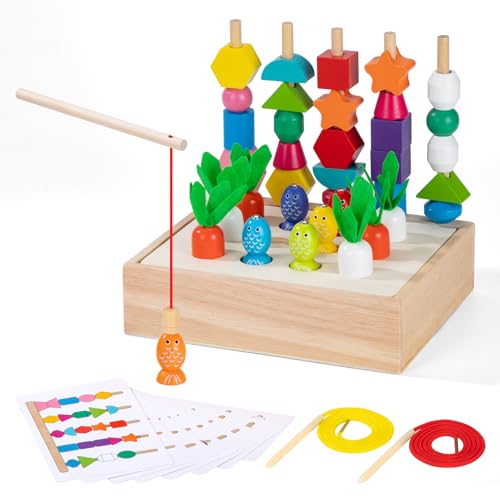 ZLLkeji Holz Spielzeug Set Montessori Spielzeug 5-In-1 Holzspielzeug Angelspiel Sortierspiel Karottenernte Stapelspielzeug Entwicklungsspielzeug Hand Auge Koordination Motorikspielzeug ZLLkeji Holz Spielzeug Set Montessori Spielzeug 5-In-1 Holzspielzeug Angelspiel Sortierspiel Karottenernte Stapelspielzeug Entwicklungsspielzeug Hand Auge Koordination Motorikspielzeug von ZLLkeji