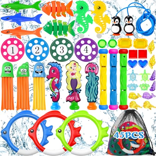 ZLPBAO 45Stück Tauchen Spielzeug Unterwasser, Pool Spielzeug ab 5 6 7 8 9 Jahren Jungen Mädchen, Wasserspielzeug Kinder Outdoor Tauchringe, Pool Spielzeug Schwimmspielzeug für Tauchtraining ZLPBAO 45Stück Tauchen Spielzeug Unterwasser, Pool Spielzeug ab 5 6 7 8 9 Jahren Jungen Mädchen, Wasserspielzeug Kinder Outdoor Tauchringe, Pool Spielzeug Schwimmspielzeug für Tauchtraining von ZLPBAO