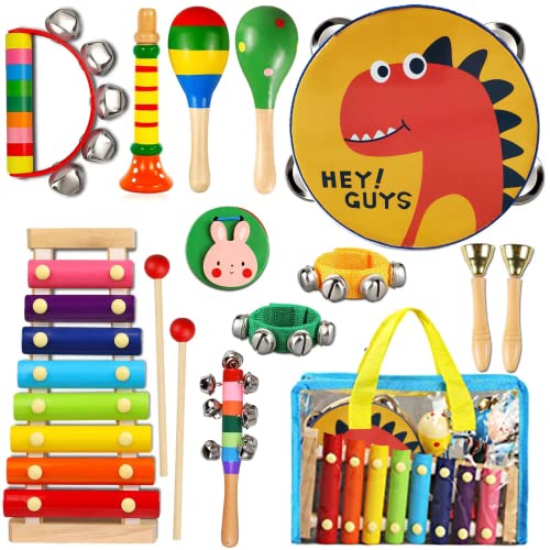 ZLWENA Kinder Musikinstrumente Holz Kleinkind Percussion Spielzeug Set von ZLWENA