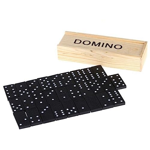 ZLXHDL Domino-Set Für Erwachsene, 28-teilig, Schwarzes Domino-Set, Feines Polierholz, Domino-Spiel, Reise-Dominosteine ​​für Camping, Familienspiele(Schwarz) von ZLXHDL