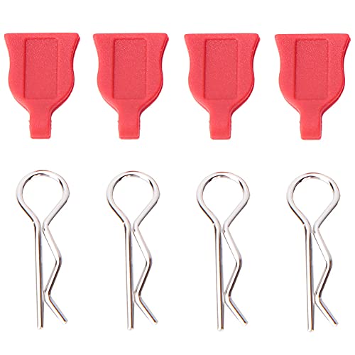 ZLXHDL RC-Auto-Clips, 4-teiliges Set, modifiziertes Zubehör für RC-Automodelle, Muschelschnalle mit Silikon-Pads, Clips für 1/10 (Rot) von ZLXHDL