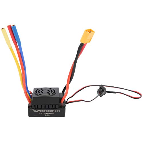 ZLXHDL RC Car Brushless ESC, 60a Wasserdichter Bürstenloser ESC, Elektrischer Geschwindigkeitsregler, Kompatibel Für SCX10 1/10 Ferngesteuertes Automodell(XT60) von ZLXHDL