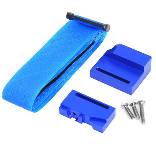 Aluminium Batteriehalter Halterung Hold Down mit Batteriegurt Kompatibel für TRAXXAS 1/10 Raptor R RC Auto Upgrade Teile Zubehör (Blau) von ZLYLVRC