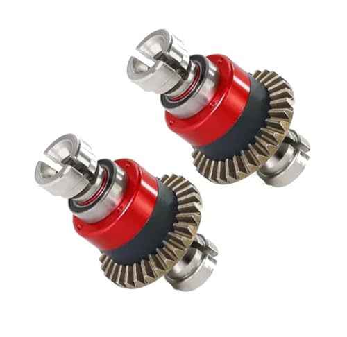 ZLiT Differentialgetriebe-Set vorne und hinten für ARRMA 1/18 Granite GROM/Typhon GROM für ARRMA 1/14 Mini Mojave GROM RC Auto Differentialgehäuse Getriebeteil (Rot Silber * 2) von ZLiT