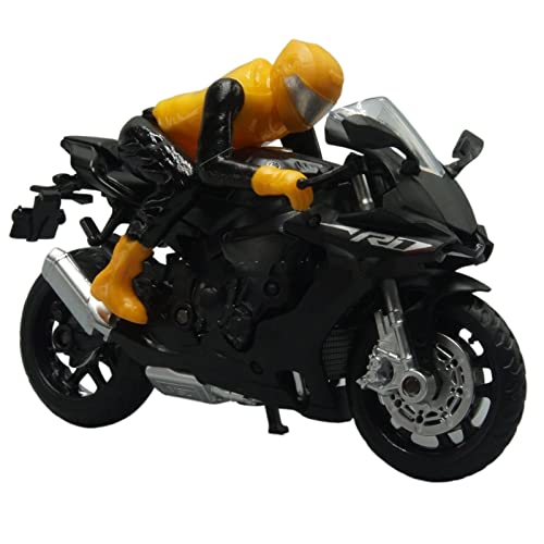 ZMDALI Motorrad-Modelle Kompatibel mit YA-MA-HA YZF-R1 1:18 Die-Cast-Motorradmodell Spielzeug-Sportfahrrad-Replik Und Fahrer(Black) von ZMDALI