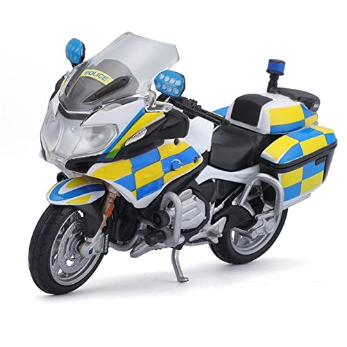 ZMDALI Motorrad-Modelle Kompatibel mit Yamaha FJR1300A Polizeimotorrad, Für BMW R 1200 RT UK Polizeiauto, 1:18 Polizeimotorradmodell Dekoration Simulation Autogeschenk(Yellow and Blue) von ZMDALI