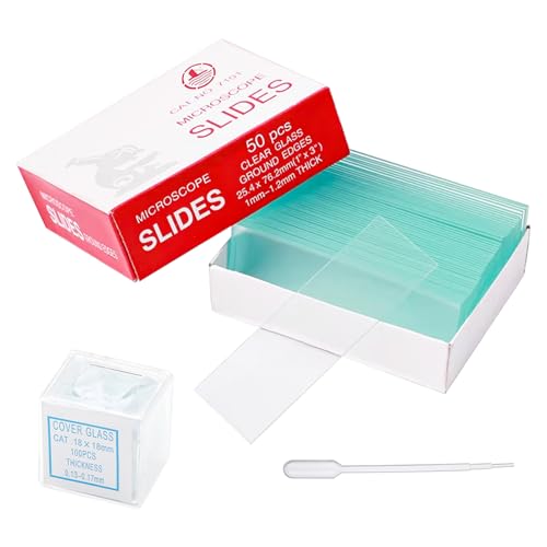 50 Stück Mikroskop Objektträger 76x26mm und 100 Stück Deckgläser 18x18mm Microscope Slides Mikroskop Zubehör für Labor Biologie Wissenschaft Studium mit tropfern 50 Stück Mikroskop Objektträger 76x26mm und 100 Stück Deckgläser 18x18mm Microscope Slides Mikroskop Zubehör für Labor Biologie Wissenschaft Studium mit tropfern von ZMDMAH