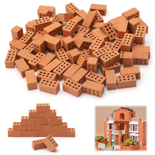ZMDMAH 100pcs Mini Ziegelsteine, 2 x 1 x 1 cm Mini Bricks, Holz Rot Miniatur Ziegelsteine Zum Mauern Kinder, Modellbau Steine, Mini Ziegelsteine Set mit MöRtel für PuppenhäUser und Freiheit DIY 1:16 ZMDMAH 100pcs Mini Ziegelsteine, 2 x 1 x 1 cm Mini Bricks, Holz Rot Miniatur Ziegelsteine Zum Mauern Kinder, Modellbau Steine, Mini Ziegelsteine Set mit MöRtel für PuppenhäUser und Freiheit DIY 1:16 von ZMDMAH