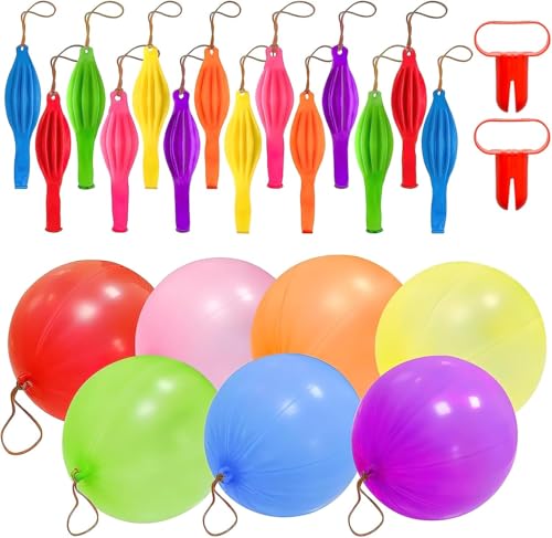 ZMDMAH 30 Stück Punch Luftballons mit 2 Knotern, 40 cm Robuste Perforierte Ballons, Stanzballons, Punch-Ballons für Kinder Geburtstag Spiel Partyzubehör Kindergeburtstage Hochzeiten Kinderpartys von ZMDMAH