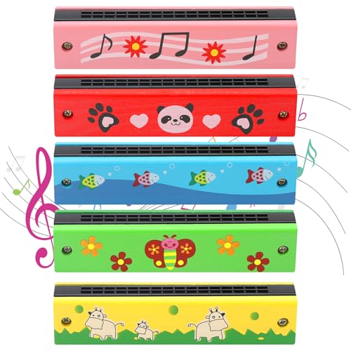 ZMDMAH 5pcs Mundharmonika Kinder, 16-Hole Harmonika, Holz Harmonica, Mundharmonika für Erwachsene, Mundharmonikas Niedliche Muster, Geeignet für AnfäNger、Erwachsene und Kinder ZMDMAH 5pcs Mundharmonika Kinder, 16-Hole Harmonika, Holz Harmonica, Mundharmonika für Erwachsene, Mundharmonikas Niedliche Muster, Geeignet für AnfäNger、Erwachsene und Kinder von ZMDMAH