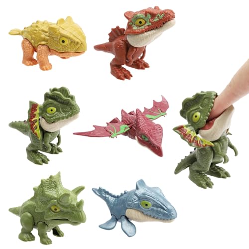 ZMDMAH 6 Stück Dinosaurier Spielzeug, Dinosaurier Finger Spielzeug, Mini Dino Figuren Toy, Kleine Dinosaur Figuren, Dinosaur Set für Kinder, Jungen und Mädchen (B) von ZMDMAH